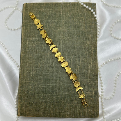 Gold Cameo Slider Charm Bracelet