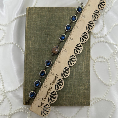 Blue Stone Chain Bracelet with Vintage Copper 14k GF Watch