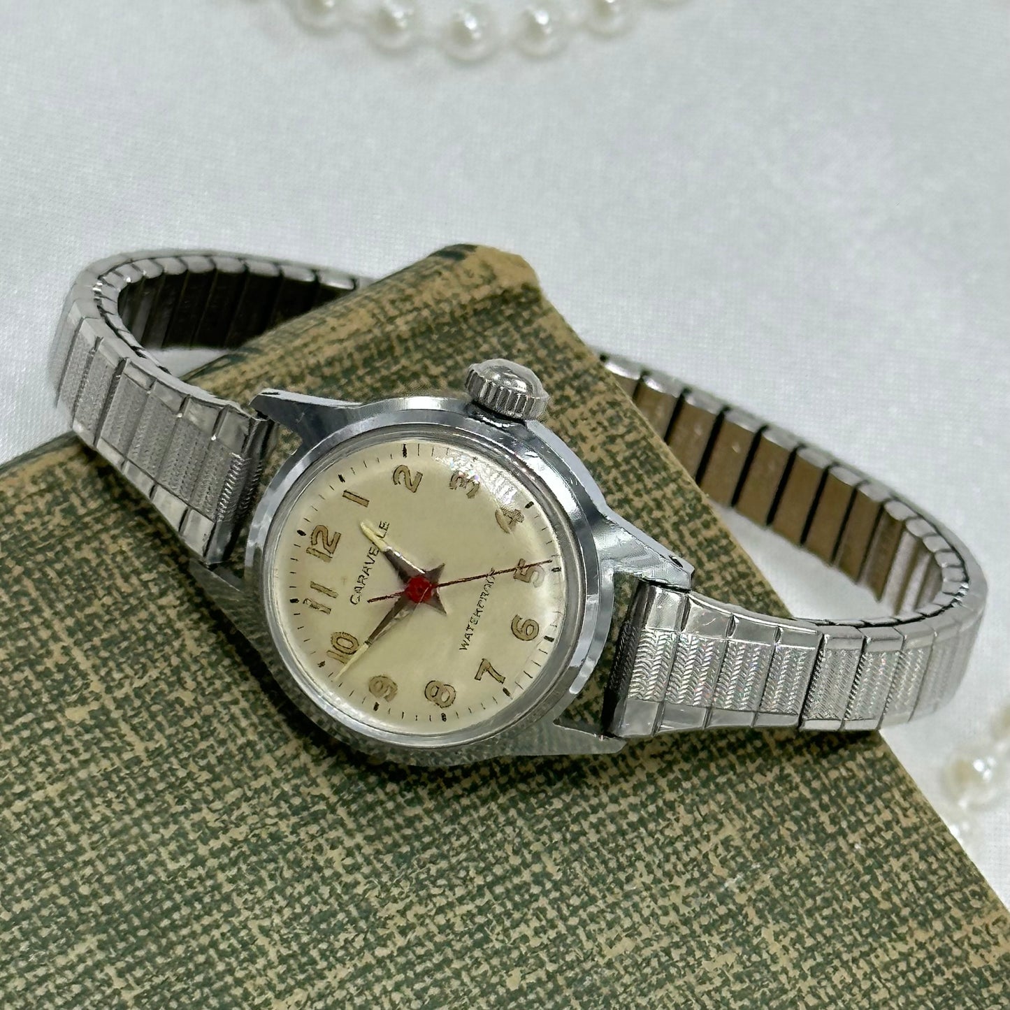 Silver 1968 Caravelle Wind-Up Watch with Glow in the Dark Dial