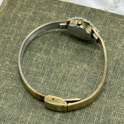 80's Gold Diamanté Heart Dial Watch