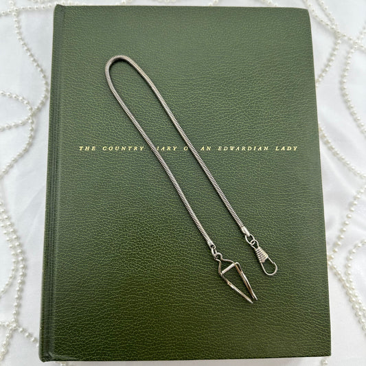 Vintage Silver Watch Chain with Pocket Watch or Fob Clip