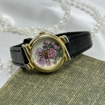 Vintage Gold Flower Dial Watch
