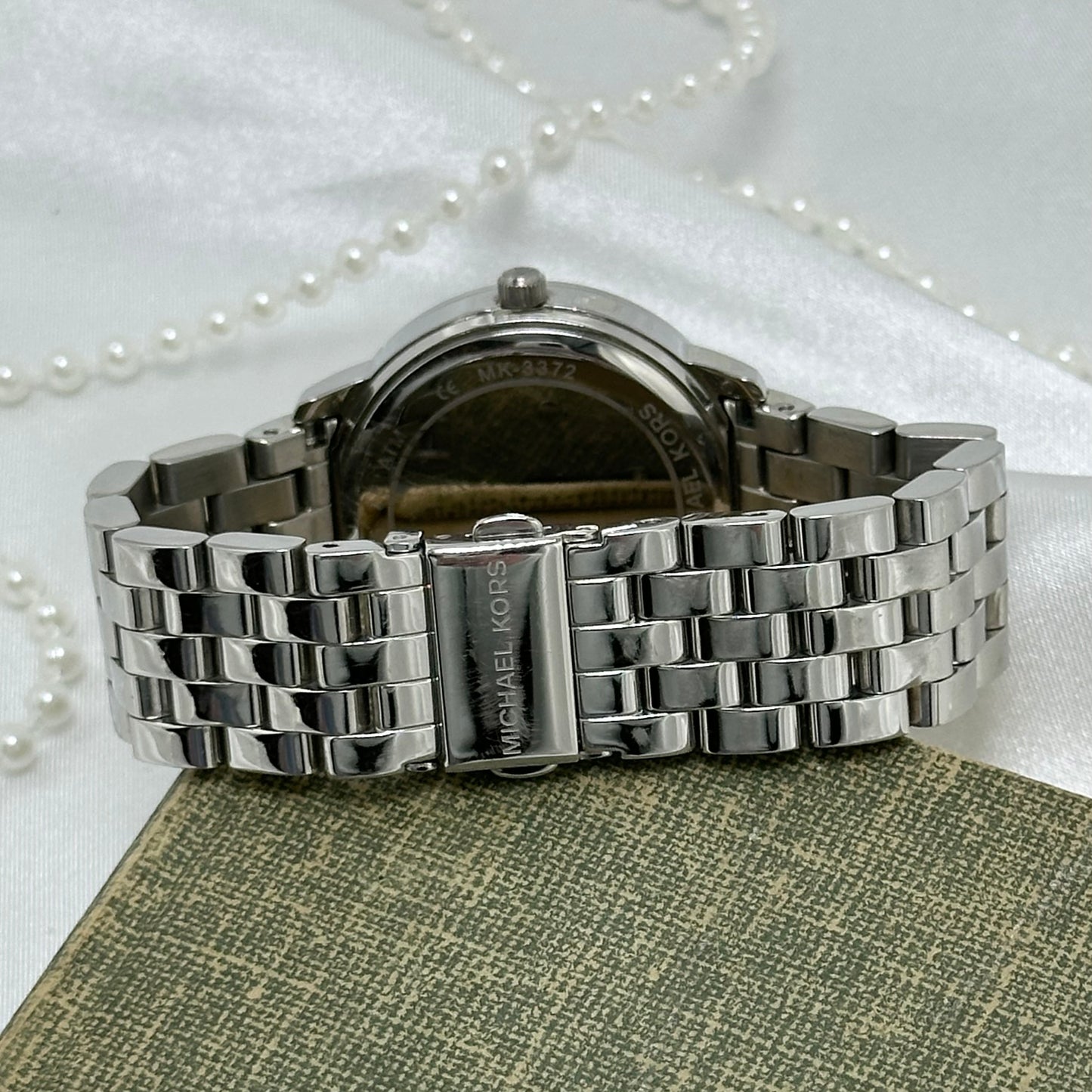 Vintage Silver Michael Kors Watch with Round Diamanté Dial