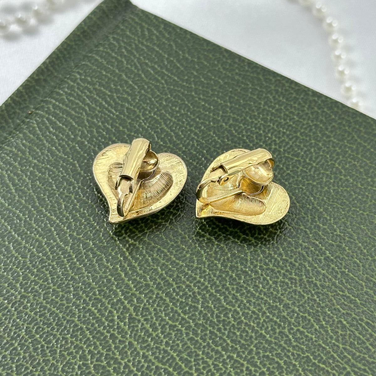 Gold Heart Clip On Earrings