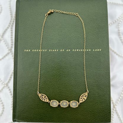 Gold Art Deco Camphor Glass Necklace