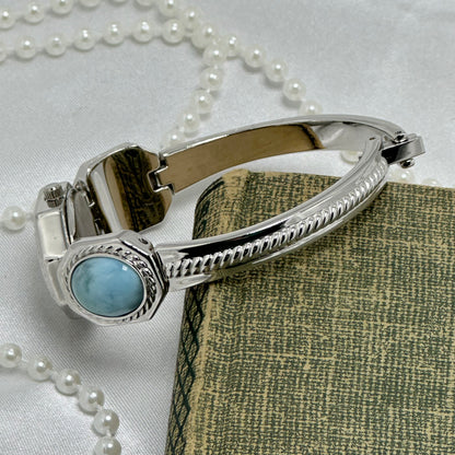 Light Blue Gemstone Watch with Mother of Pearl Dial