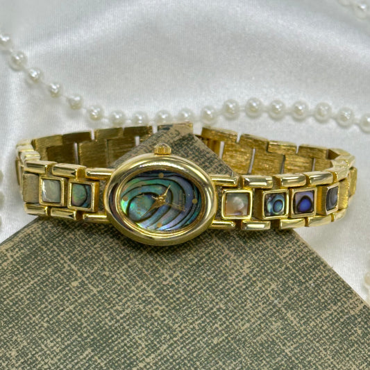 Oval Dial Gold Abalone Watch