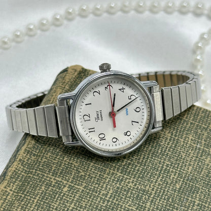 Vintage Round Dial Silver Timex Watch
