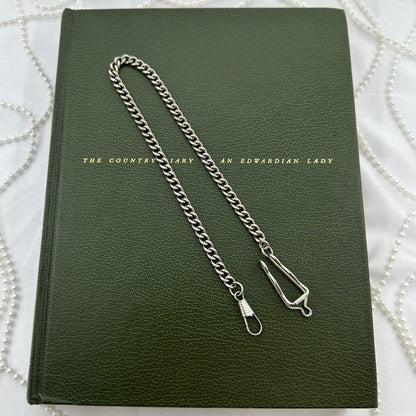 Vintage Silver Watch Chain with Pocket Watch or Fob Clip