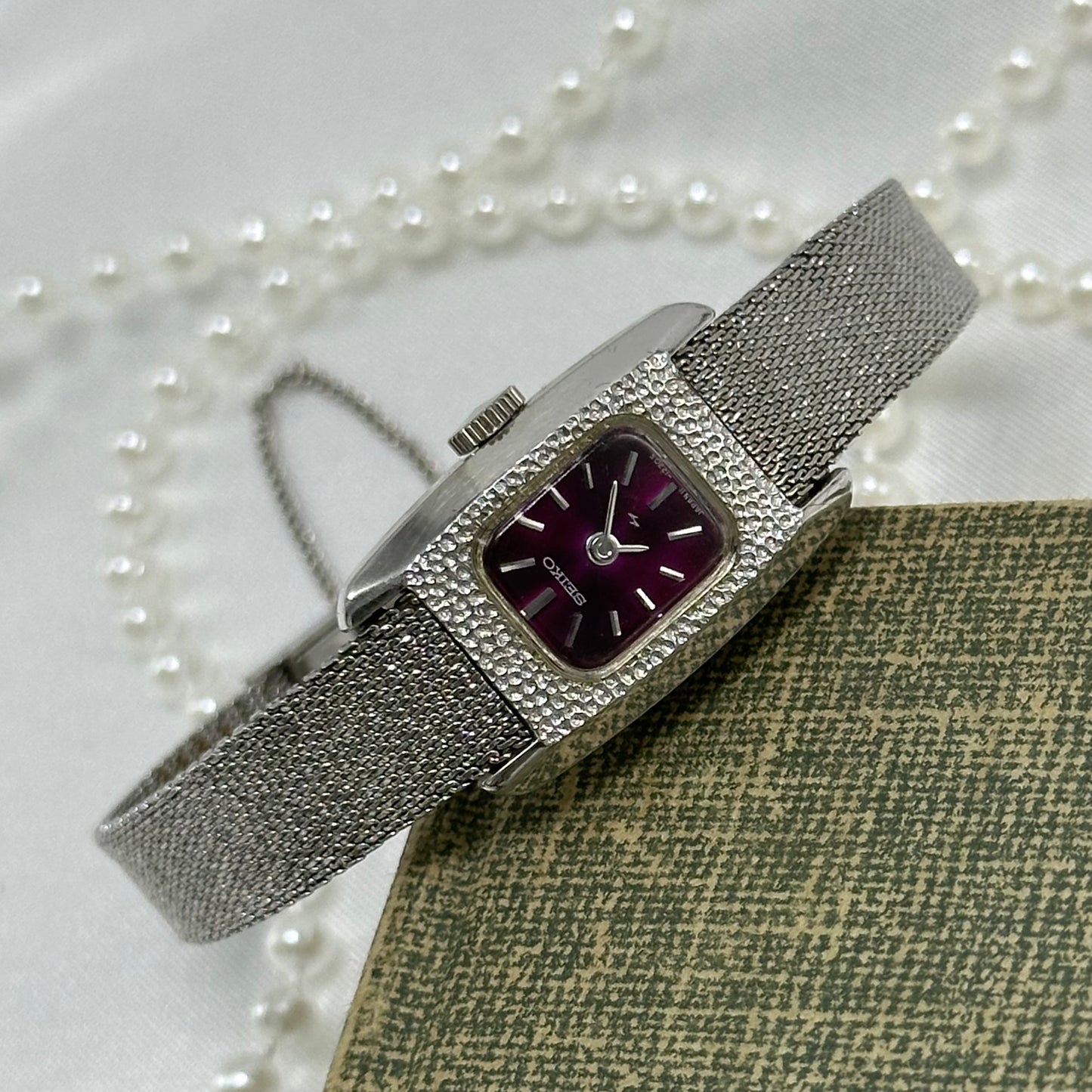 Purple Dial Vintage Silver Seiko Watch