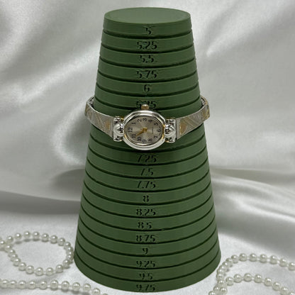 Dainty Two-Tone Oval Dial Heart Watch