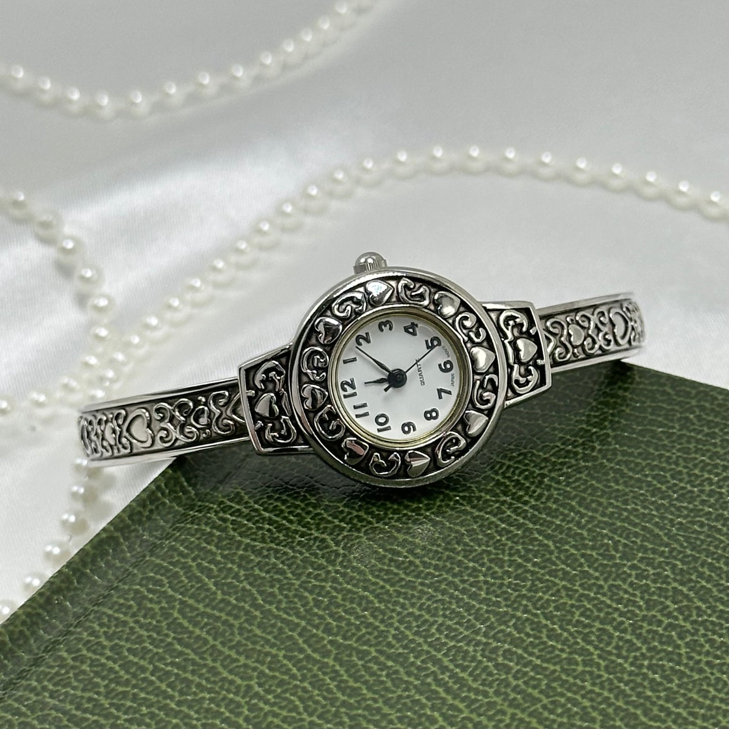 Silver Hearts Cuff Watch