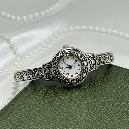 Silver Hearts Cuff Watch