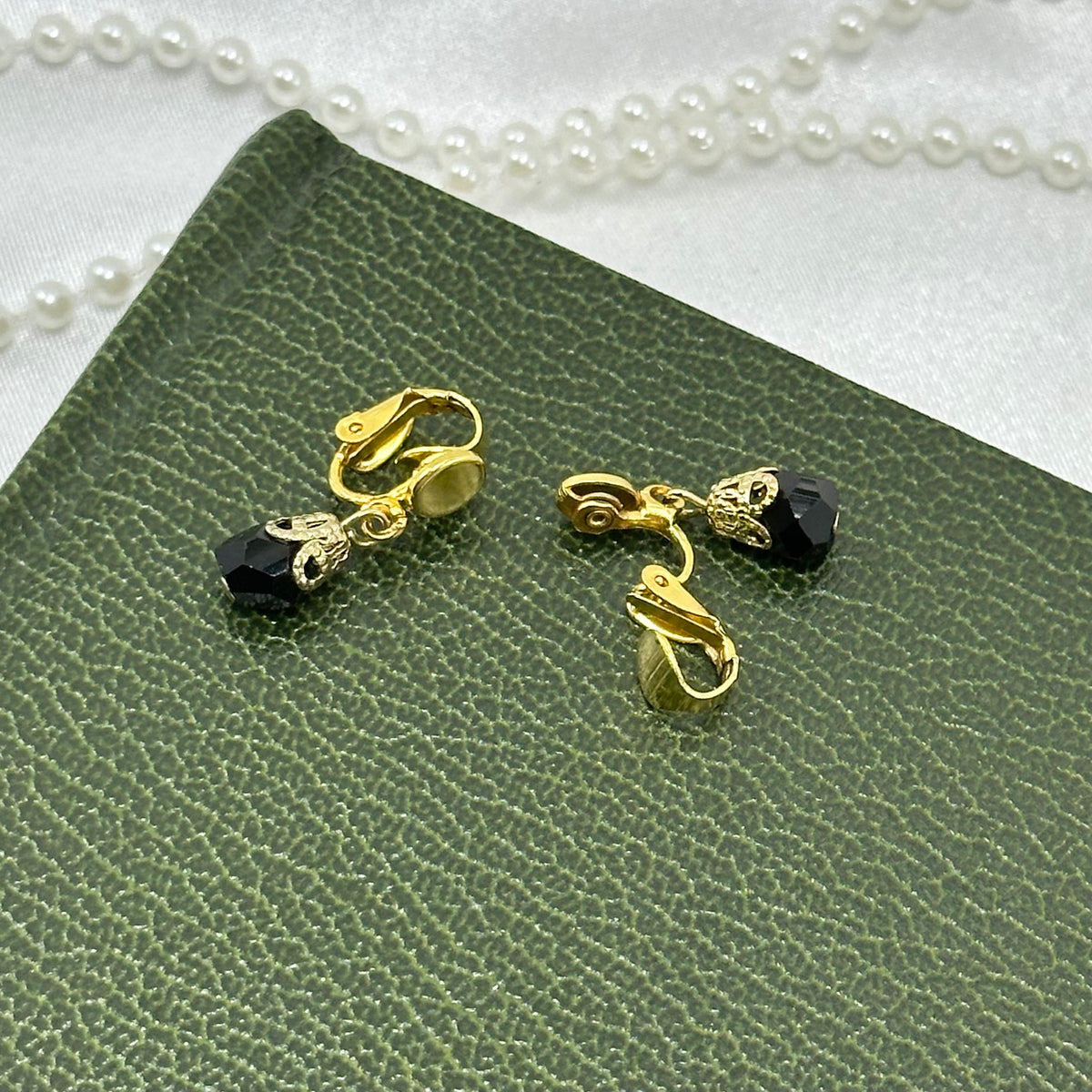 Black & Gold Dangle Bead Earrings