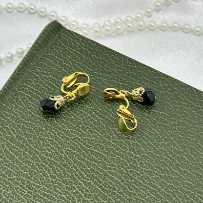 Black & Gold Dangle Bead Earrings