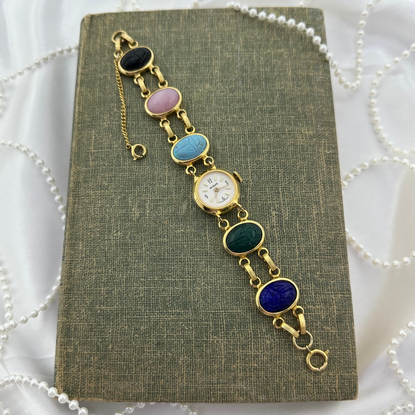 Vintage Gold Scarab Wind-Up Watch
