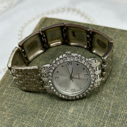 Silver Diamanté Stretchy Band Watch