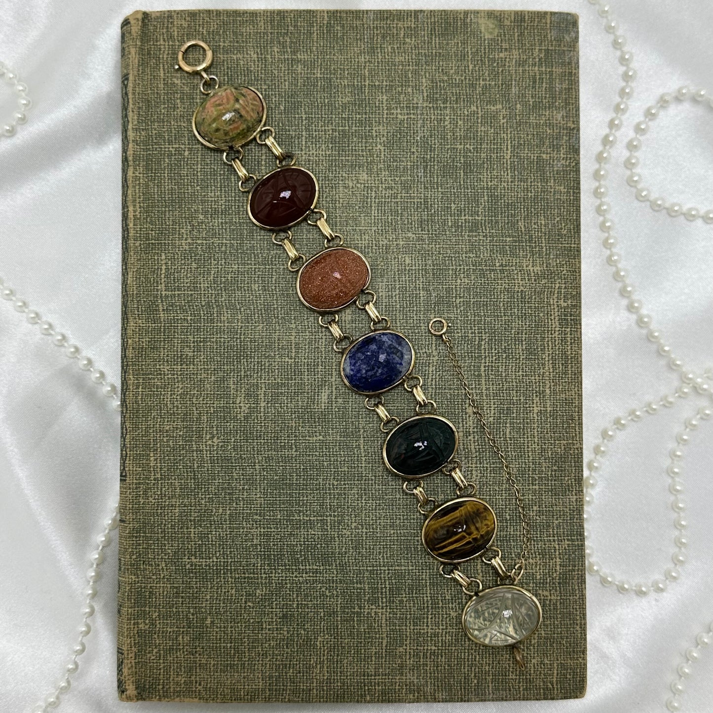 Chunky Vintage Gold Filled Scarab Bracelet