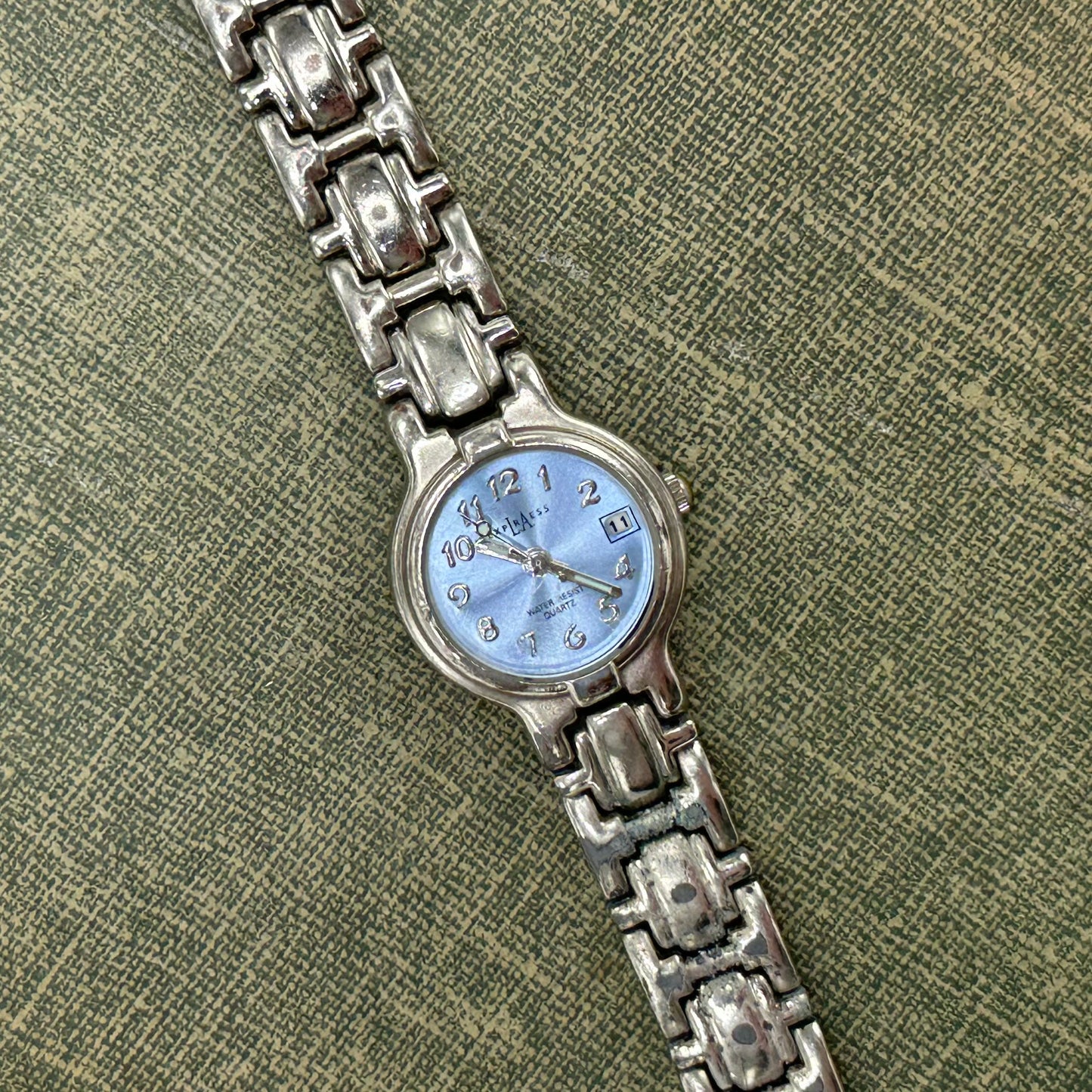 Silver LA Express Watch with Light Blue Dial