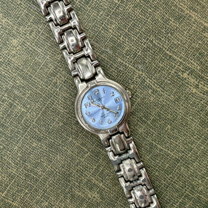 Silver LA Express Watch with Light Blue Dial