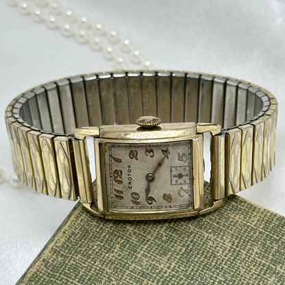 Art Deco Croton Vintage Swiss Made 7 Jewels Watch with Sub Second Hand