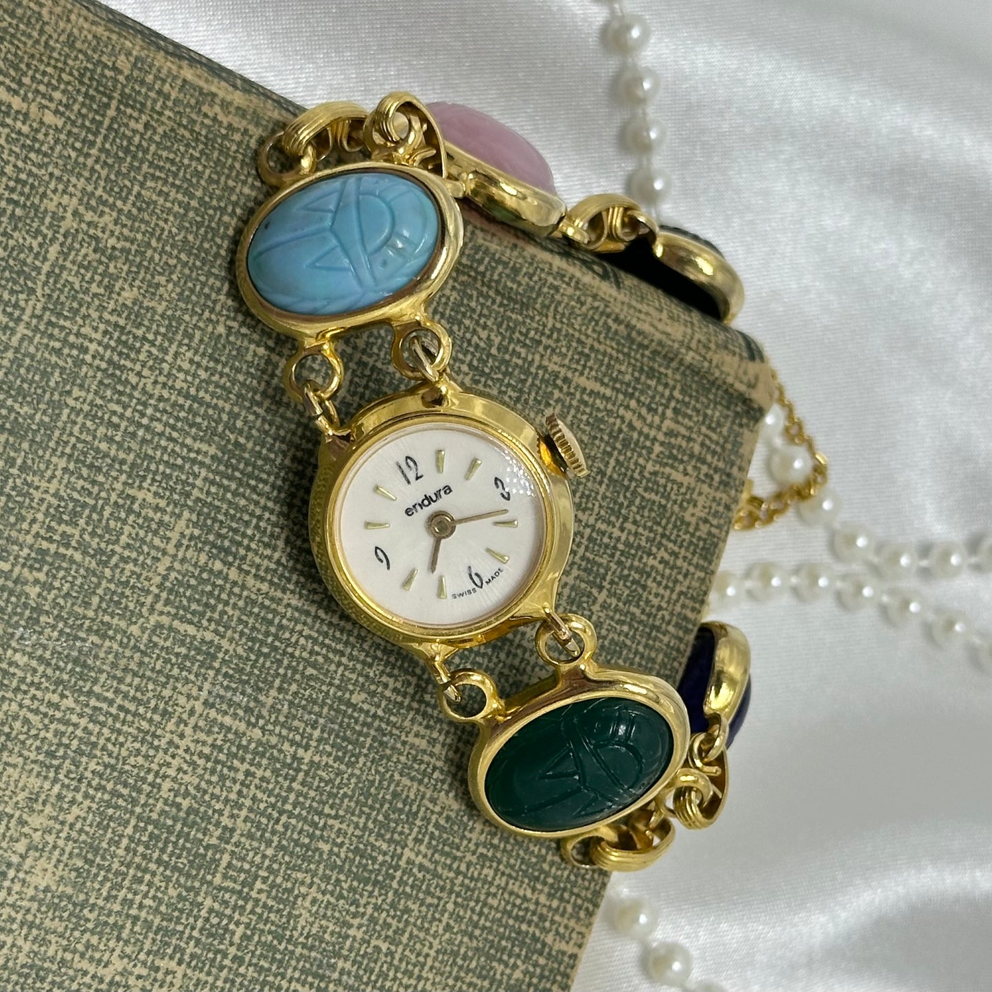 Vintage Gold Scarab Wind-Up Watch