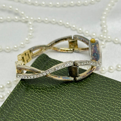 Vintage Gold Armitron Watch with Marquise Crystal Mother of Pearl Dial