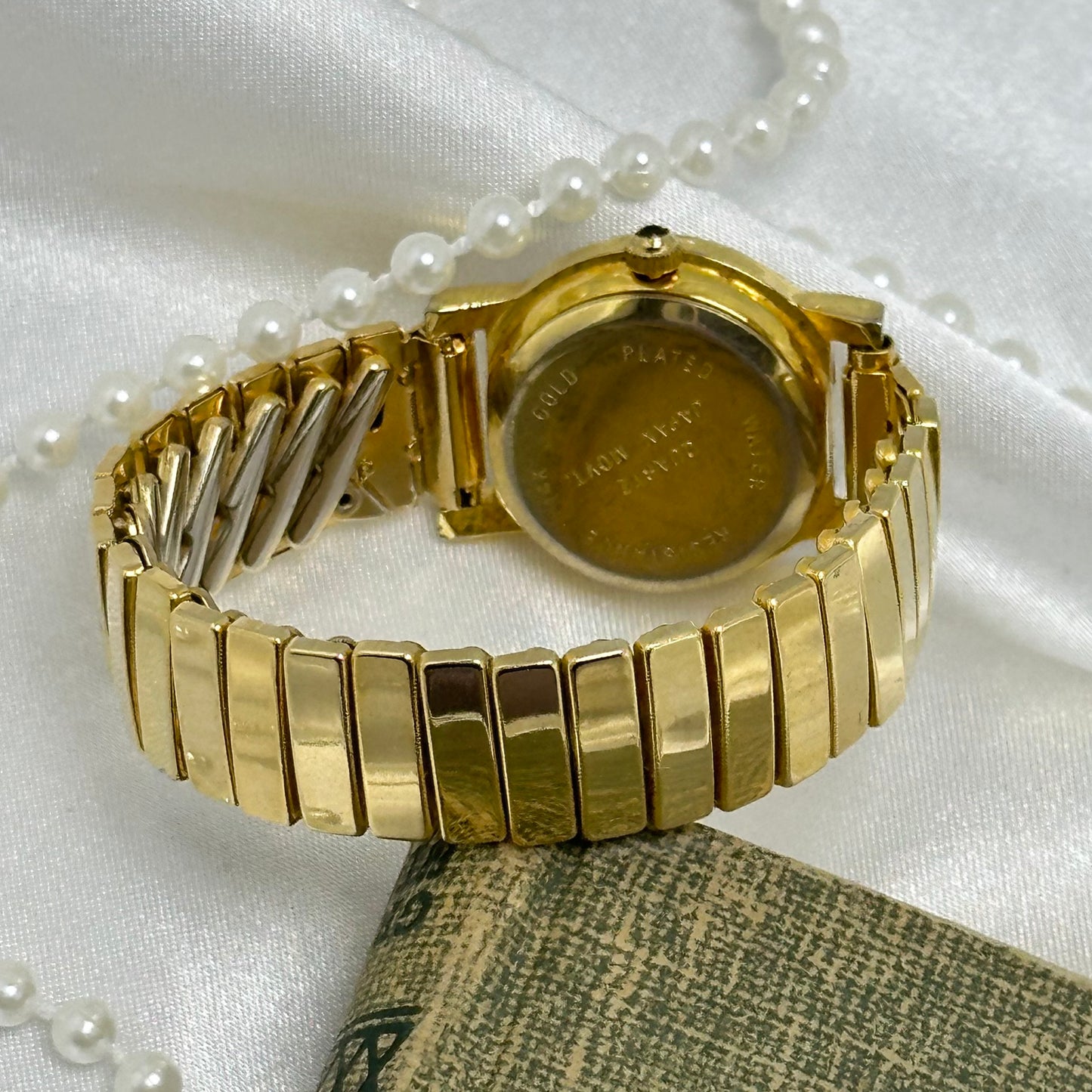 Gold Diamanté Vivani Watch with Mother of Pearl Dial