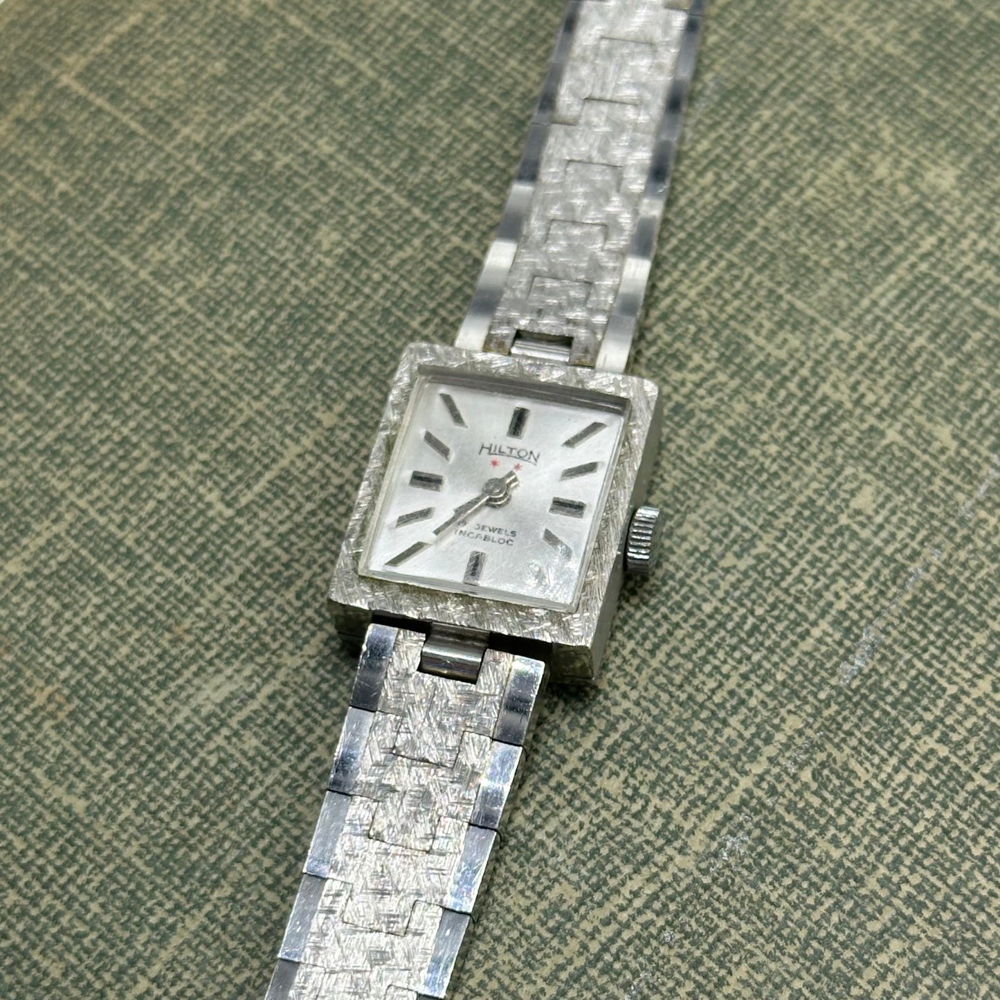 Vintage Wind-Up Silver Square Dial Watch