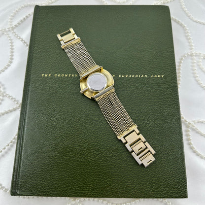 Gold Geneva Watch with Beaded Chain Band