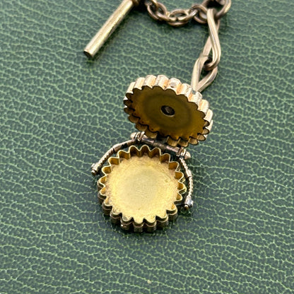 Antique Gold Filled Watch Chain with Locket and T-Bar