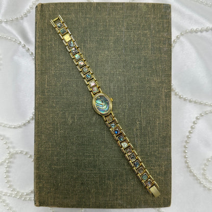 Oval Dial Gold Abalone Watch