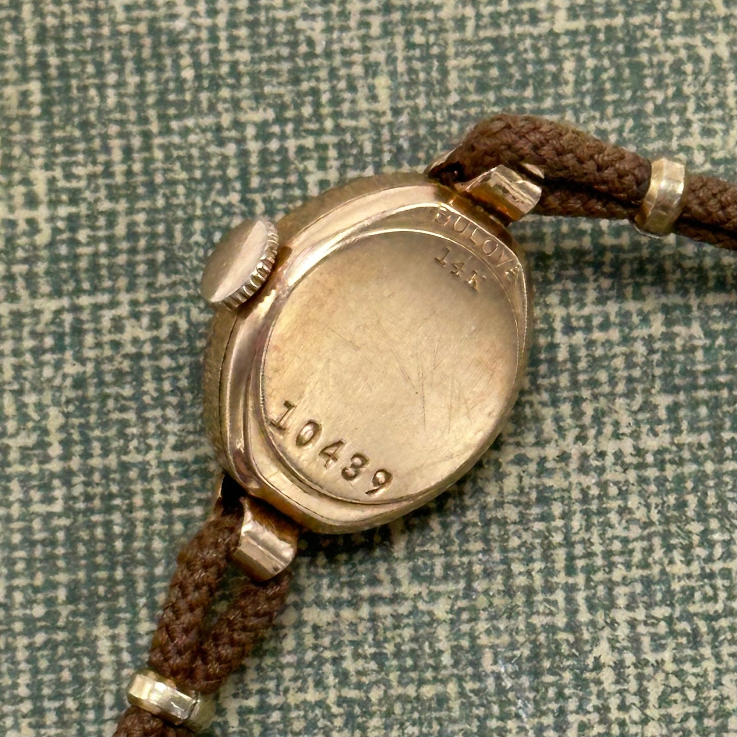 14k Vintage Rose Gold Bulova Black Dial Wind-Up Watch