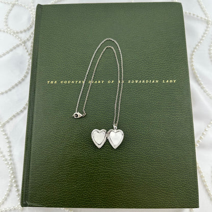 Vintage 925 Heart Locket Necklace with Four Leaf Clover Inside