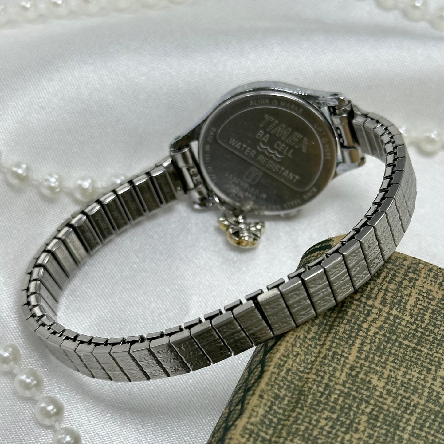 Vintage Silver Timex Watch with Bee Charm