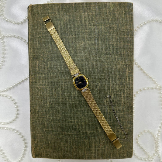 Black Dial Seiko Watch with Diamanté Band
