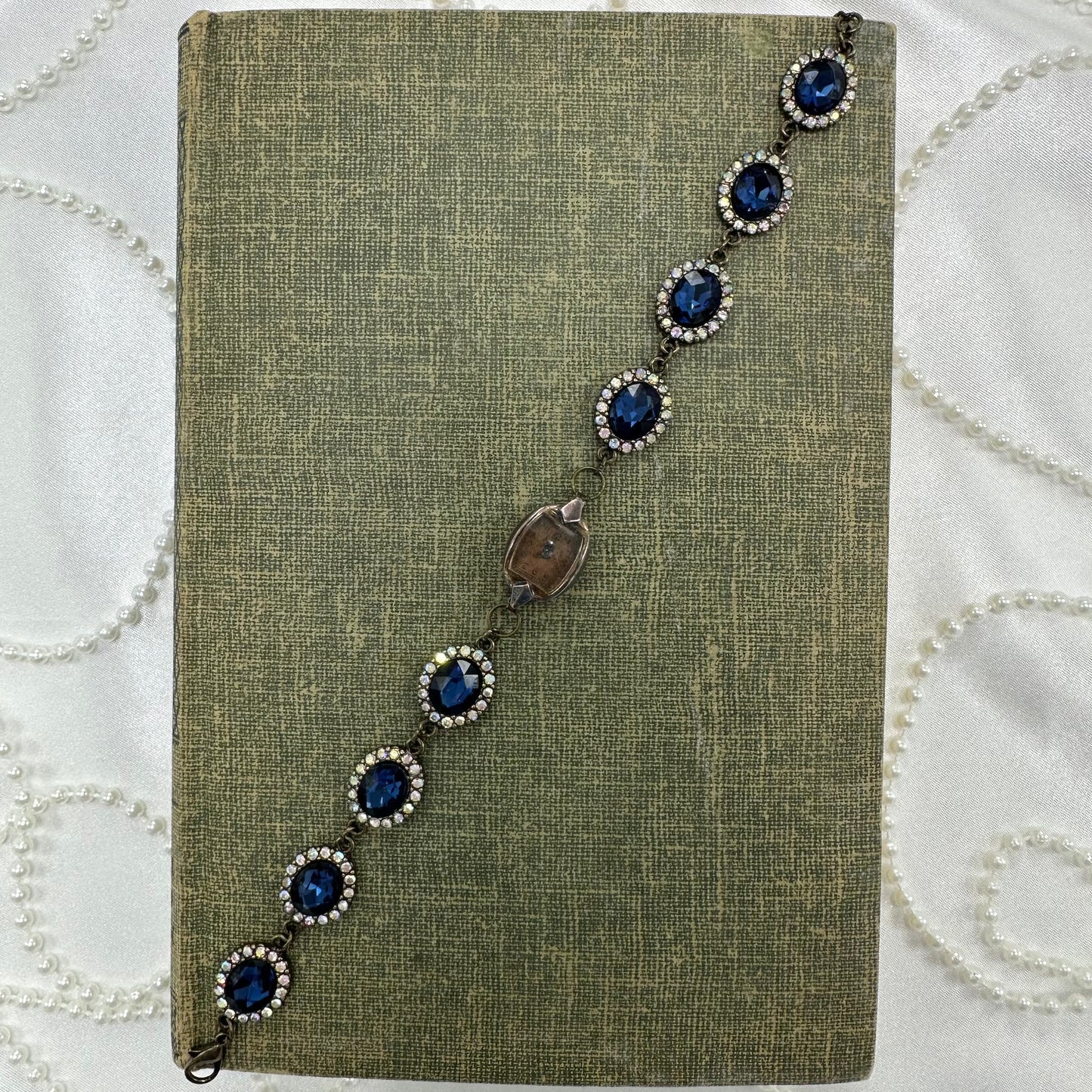 Blue Stone Chain Bracelet with Vintage Copper Watch