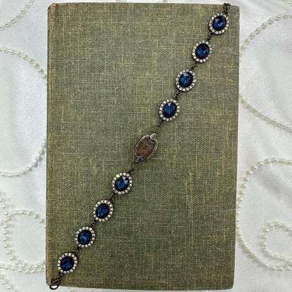 Blue Stone Chain Bracelet with Vintage Copper Watch