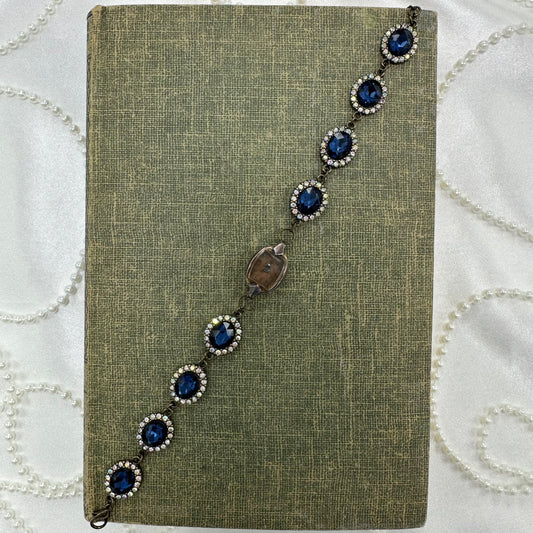 Blue Stone Chain Bracelet with Vintage Copper Watch