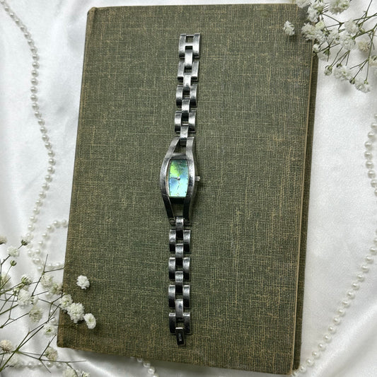 Blue and Green Iridescent Dial Fossil Watch