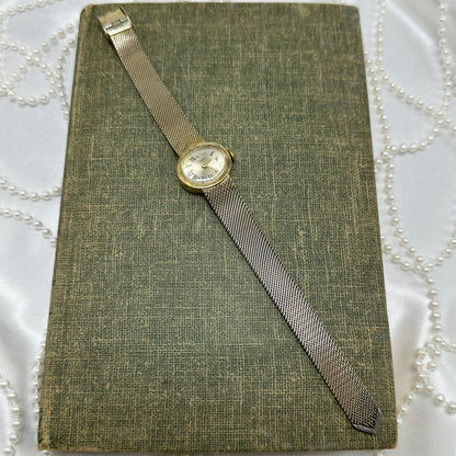 Vintage Gold Wind-Up Timex Watch with Mesh Band
