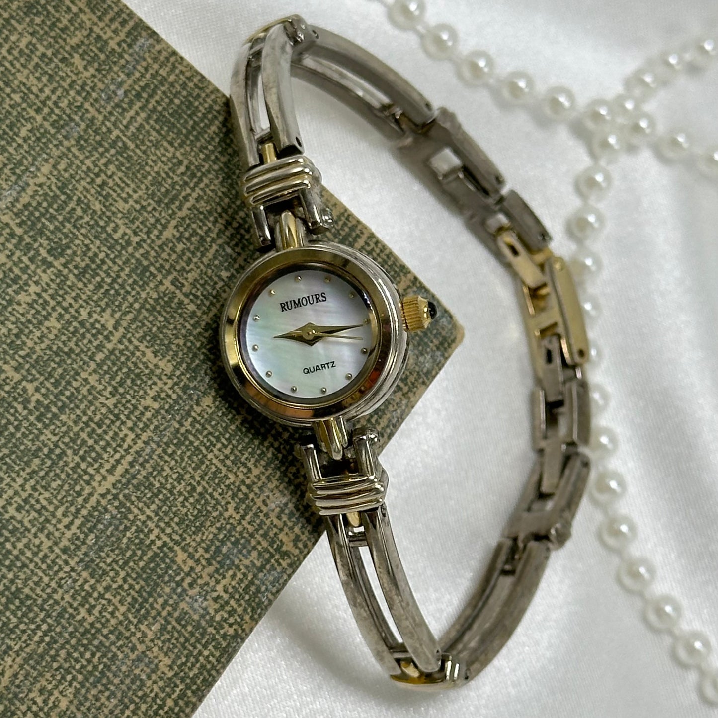Two-Tone Rumours Watch with Mother of Pearl Dial and Black Jewel Crown