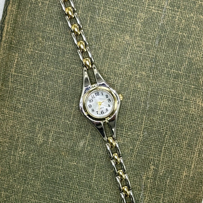 Two-Tone Round Dial Watch with Mother of Pearl Dial