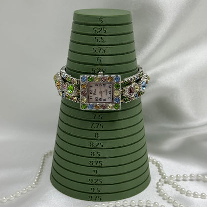 Pastel Rhinestone Watch with Mother of Pearl Dial