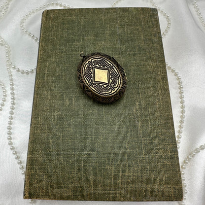 Vintage Bronze Filigree Locket with Stones