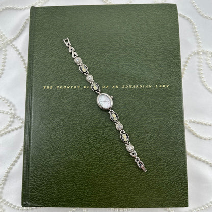 Silver Cameo Watch with Mother of Pearl Dial