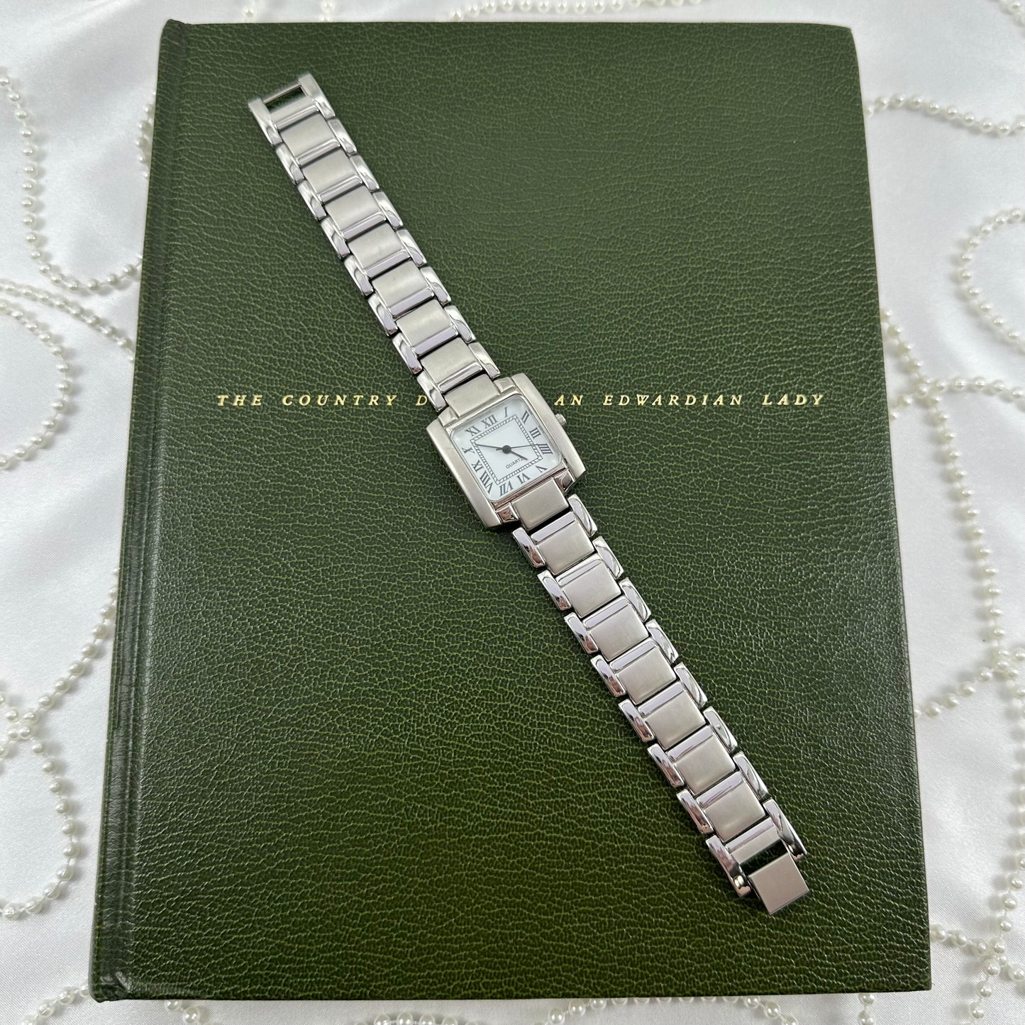 Silver Square Dial Chunky Watch with Roman Numeral Markers