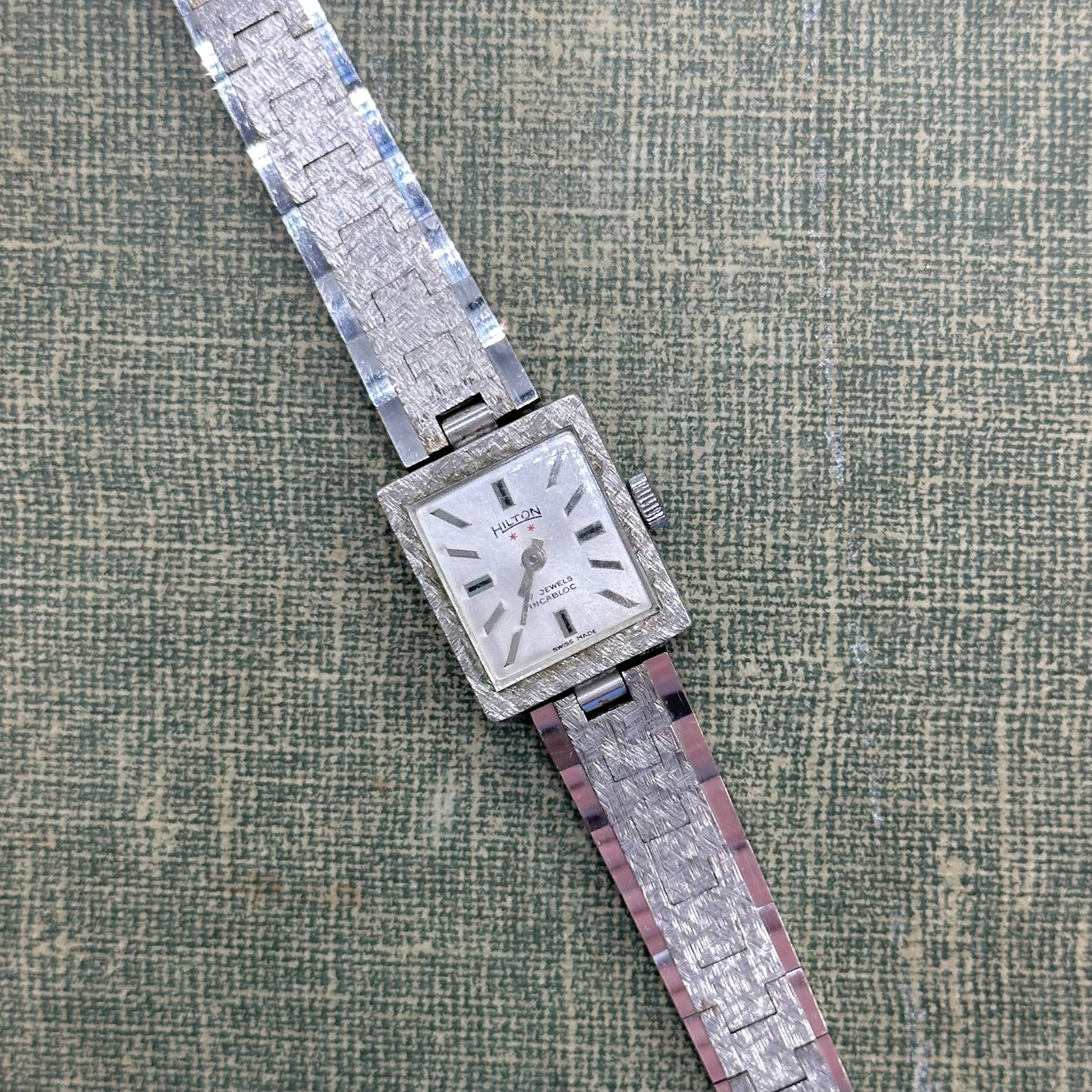 Vintage Wind-Up Silver Square Dial Watch