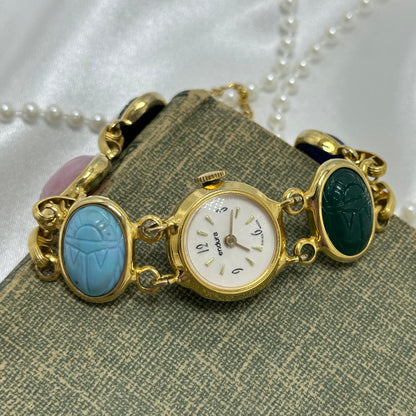Vintage Gold Scarab Wind-Up Watch
