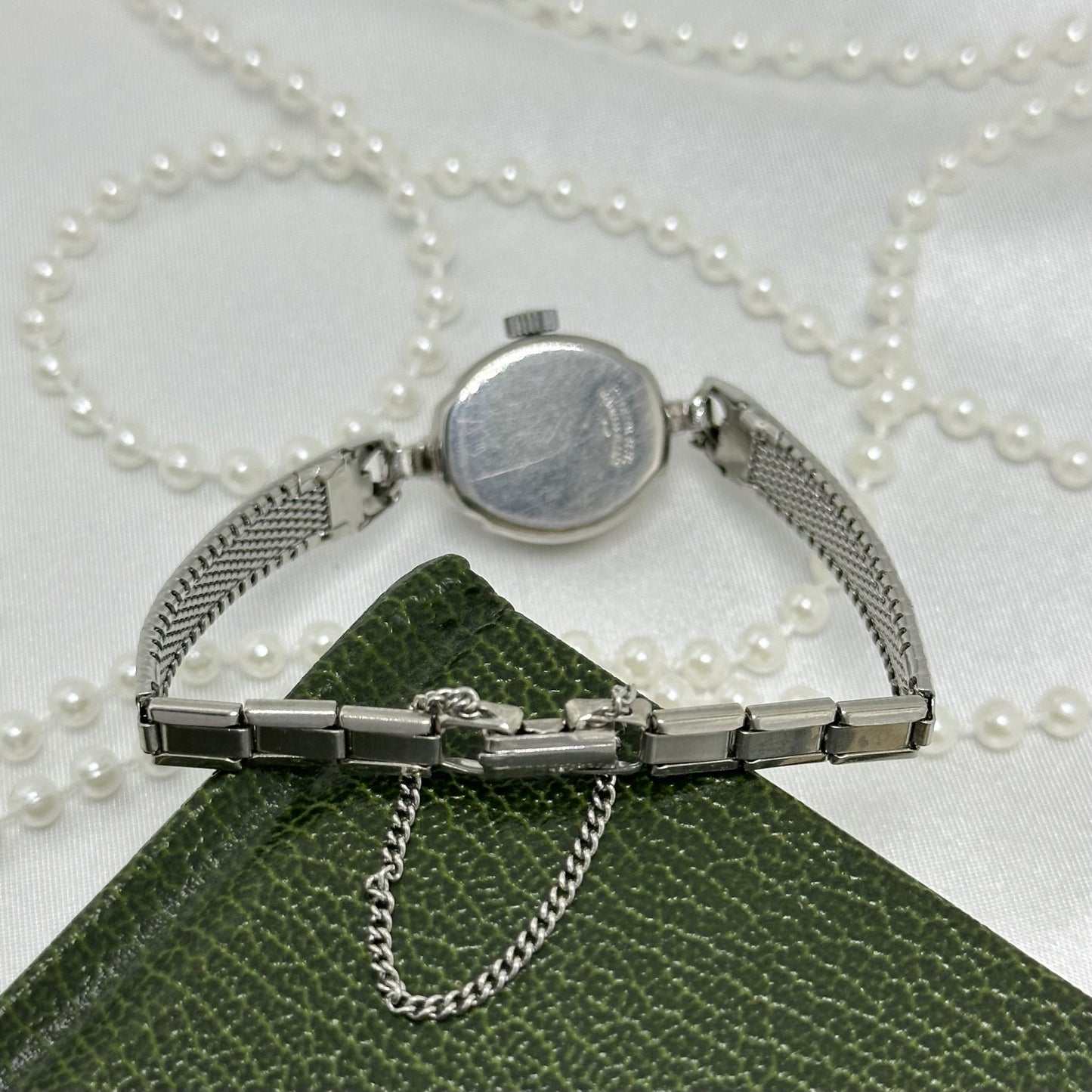 Dainty Silver Endura Wind-Up Cocktail Watch with Diamanté Bezel